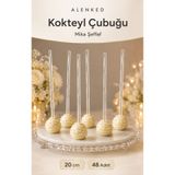 alenked Kokteyl Çubuğu Şeffaf Sert Mika 20 cm Sunum Davet Parti Süsleme 48 Adet