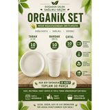 Alenked Organik Mısır Nişastalı Piknik Seti 30 Parça 10 Kişilik Tabak Bardak Çatal Seti