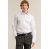 alenmeza Erkek Beyaz Gizli Düğme %100 Pamuk Saten Non-ıron Ütü Istemeyen Casual Cepsiz Modern Fit Gömlek