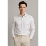 alenmeza Erkek Beyaz Su ve Leke İtici Nanocare Pamuk Saten Ütü İstemeyen Slim Fit Casual Gömlek