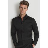 alenmeza Erkek Siyah %100 Pamuk Saten Non-ıron Ütü Istemeyen Casual Cepsiz Modern Fit Gömlek