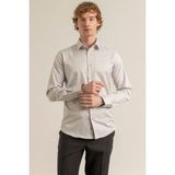 Alenmeza Erkek Taş Rengi %100 Pamuk Saten Non-Iron Ütü Istemeyen Casual Cepsiz Modern Fit Gömlek - XL