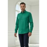 alenmeza Erkek Zümrüt Yeşili %100 Pamuk Saten Non-ıron Ütü Istemeyen Casual Cepsiz Modern Fit Gömlek