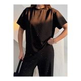 alenmoda Taşlı tişört bisiklet yaka oysho kumaş eşofman takım