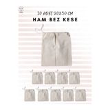 ALERSS 20x30 Cm 10 Adet Hambez Kese - Çok Amaçlı Büzgülü Kese, Ham Bez Kese