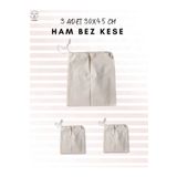 ALERSS 30x45 Cm 3 Adet Hambez Kese - Bavul Içi Düzenleyici Ayakkabı Saklama Torbası, Ham Bez Kese