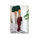 Alerva Tesettür Eşofman Takımı Bordo Taş Kordonlu %55 Pamuk %40 Polyester %5 Elastan Düz Desenli Tüylenmez - 2XL