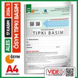 Ales 2024/3 (Kasım) Ösym Tıpkı Basım Çıkmış Soru Deneme Kitapçığı Video/Pdf Çözümlü Türkiye Geneli
