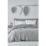 Alessa Cift Kisilik Pike Takimi 100 Organik Pamuk Jakarli Gri 220X240 Cm