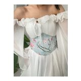 Alessia Vintage Çiçek Desenli Arkadan Bağcıklı Korse Kemer