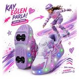 Alessio Patenli Işıklı Akıllı Bağcıklı Çocuk Sneaker Ayakkabı Lila 29-36 - 03-Mor