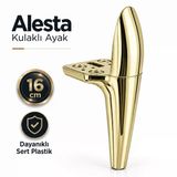 Alesta 16 Cm Kulaklı Altın Kaplama Sert Plastik Sehpa Ayağı Mobilya Kanepe Koltuk Ayağı Ayak