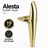 Alesta 19 Cm Kulaklı Altın Kaplama Sert Plastik Sehpa Ayağı Mobilya Kanepe Koltuk Ayağı Ayak