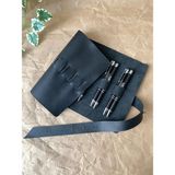 Alesta Leather Atelier (Isim Yazıyoruz) El Yapımı Hakiki Deri Rulo Kalemlik / Rulo Fırçalık - Siyah
