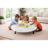 Alesta Life 100 cm Beyaz Katlanabilir Metal Ayaklı Yer Sofrası | Hamur Açma Tahtası | Oyun Masası - 21 cm Yükseklik - Beyaz Mermer - 100x100