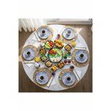 Alesta Life 100 Cm Çap - Beyaz Desenli Katlanabilir Yer Sofrası - Oyun Masası - 21 Cm Yükseklik