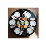 Alesta Life 100 Cm Çap - Siyah Desenli Katlanabilir Yer Sofrası - Oyun Masası - 21 Cm Yükseklik