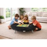 Alesta Life 100 cm Siyah Katlanabilir Metal Ayaklı Yer Sofrası | Hamur Açma Tahtası | Oyun Masası - 21 cm Yükseklik - Mermer - Siyah - 100x100