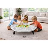 Alesta Life 60 cm Beyaz Katlanabilir Metal Ayaklı Yer Sofrası | Hamur Açma Tahtası | Oyun Masası - 21 cm Yükseklik - Beyaz Mermer - 60x60