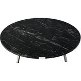 Alesta Life 60 cm Siyah Katlanabilir Metal Ayaklı Yer Sofrası | Hamur Açma Tahtası | Oyun Masası - 21 cm Yükseklik - Mermer - Siyah - 60x60