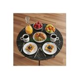 Alesta Life 70 Cm Çap - Siyah Desenli Katlanabilir Yer Sofrası Hamur Açma Tahtası Oyun Masası - 21 Cm Yükseklik