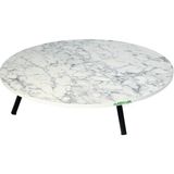 Alesta Life 80 cm Beyaz Katlanabilir Metal Ayaklı Yer Sofrası | Hamur Açma Tahtası | Oyun Masası - 21 cm Yükseklik - Beyaz Mermer - 80x80