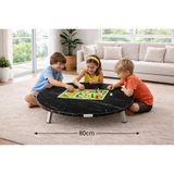 Alesta Life 80 cm Siyah Katlanabilir Metal Ayaklı Yer Sofrası | Hamur Açma Tahtası | Oyun Masası - 21 cm Yükseklik - Mermer - Siyah - 80x80