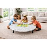 Alesta Life 90 cm Beyaz Katlanabilir Metal Ayaklı Yer Sofrası | Hamur Açma Tahtası | Oyun Masası - 21 cm Yükseklik - Beyaz Mermer - 90x90