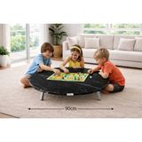 Alesta Life 90 cm Siyah Katlanabilir Metal Ayaklı Yer Sofrası | Hamur Açma Tahtası | Oyun Masası - 21 cm Yükseklik - Mermer - Siyah - 90x90