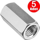 Alet Çantam M6 Uzun Uzatma Somunu Dın 934 Beyaz Galvanizli Somun -5 Adet