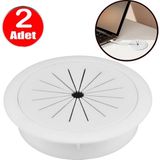 Alet Çantam Masa Üstü Beyaz Kablo Kanalı Kapağı Deliği Kapatma Gizleyici 6cm Yuvarlak Kapak -2 Adet