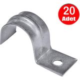Alet Çantam No:2 Tekli Sac Kablo Kroşe 14MM Demir Köprü Metal Boru Tutma Bağlama Kelepçesi -20ADET