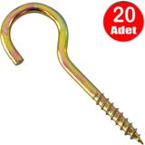 Alet Çantam Piton 21 x 100 Çengel 6 cm Vidalı Askı Eğri Se Demir Duy Kanca - 20 Adet