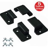 Alet Çantam Siyah Pimapen Pencere Sineklik Montaj Aparatı Köşe Kenar Bağlama Pabucu 5 Takım SET(10X20 Profillere Uygun)