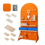 Alet Pegboard Garaj Duvar Rafı Matkap Ucu Depolama Anahtarı Seti Raf Tutucular, Pegboard Panelleri, Tekerlekli Hareketli Peg Tahta, Ahşap Pegboard Düzenleyici, Ev, Ofis, El Sanatları için Peg Board