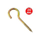 ALETÇANTAM Piton 20*80 Çengel 5cm Vidalı Askı Eğri Se Demir Duy Kanca -20 Adet