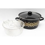 Alev ALV024 22CM Siyah Çiçekli Fritöz Tencere