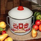 Alev Emaye Bakraç Yoğurt Bağraç Bakliyat Kabı Seti 26 cm 8 Litre - Beyaz