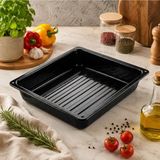 Alev Emaye Emaye Fırın Tepsisi 29,5 x 26 x 5 cm – Siyah, Çizilmez, Kolay Temizlenen, Yüksek Isıya Dayanıklı