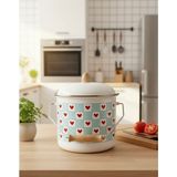 Alev Emaye Kalp Desenli Emaye Bakraç 5 Lt Yoğurt Tenceresi Bakliyat Saklama Tenceresi ( 20 cm 5 Lt ) - Yeşil