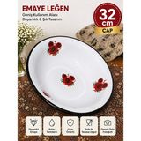 Alev Emaye Leğen 32 cm Büyük Boy – Sağlam, Kolay Temizlenir, Uzun Ömürlü Klasik Çiçek Desenli - 32 x 32 cm