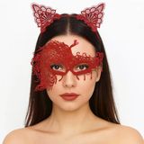 Alevin Zarafeti Kırmızı Dantel Maske Ve Taç Seti 4 No – Kadın Kostüm Tamamlayıcı Mirsm0010k-E153-E240-4