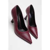 AleWomen Bordo Deri 10 cm Topuklu Ernio Stiletto Kadın Ayakkabı