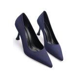 AleWomen Lacivert Mat Saten Sivri Burun 8 cm Topuklu Sara Stiletto Kadın Ayakkabı