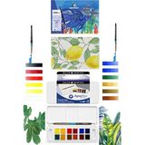 Alex Schoeller Art Suluboya Defteri 300GR A5 12 Yaprak Daler Rowney Aquafine Sulu Boya Set - Çok Renkli