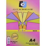 Alex Schoeller Karışık Fon Kartonu Neon Renkler A4 100'LÜ Paket - Çok Renkli - Genel