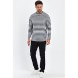 Alexander Gardi Alexandergardı Çizgili Comfort Fit Basic Sweatshirt B23-00158 001 gri