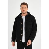 Alexander Gardi Alexandergardı Düğmeli Siyah Peluş Ceket (AG-POLE-J58-01) - XL