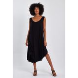 Alexander Gardi Asimetrik Kesim Kolsuz Elbise (B23-00114) - Siyah - 2XL