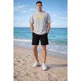 Alexander Gardi Bisiklet Yaka 3D Puf Baskılı Oversize T-Shirt - Gri - 2XL